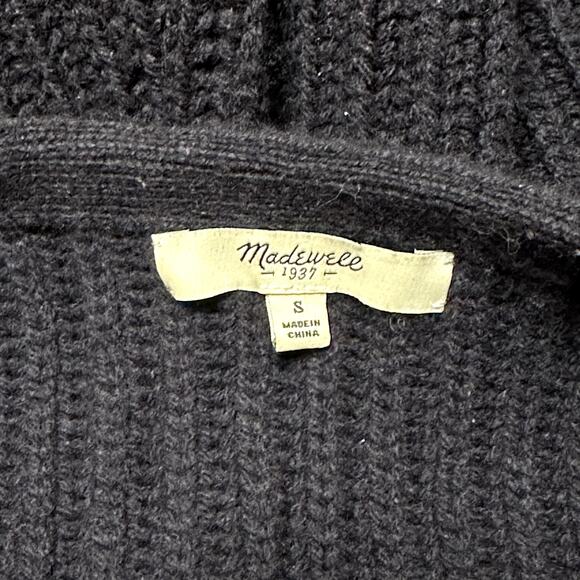 Madewell Merino Wool Leather Trim Zip Moto Cardigan Sweater Fall Outfit Size S - Picture 8 of 10